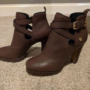 Tommy Hilfiger Brown Leather Booties